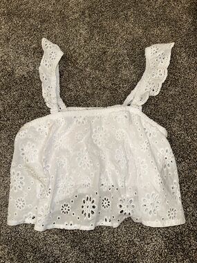 Celebrity Pink White Eyelet Cropped Camisole